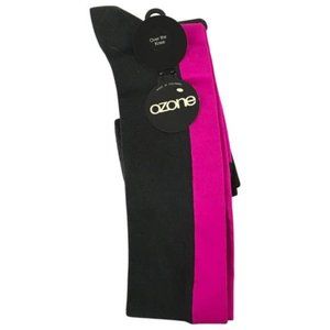 Ozone Design Women's Socks Knee High Two Color Black & Fuchsia DM6